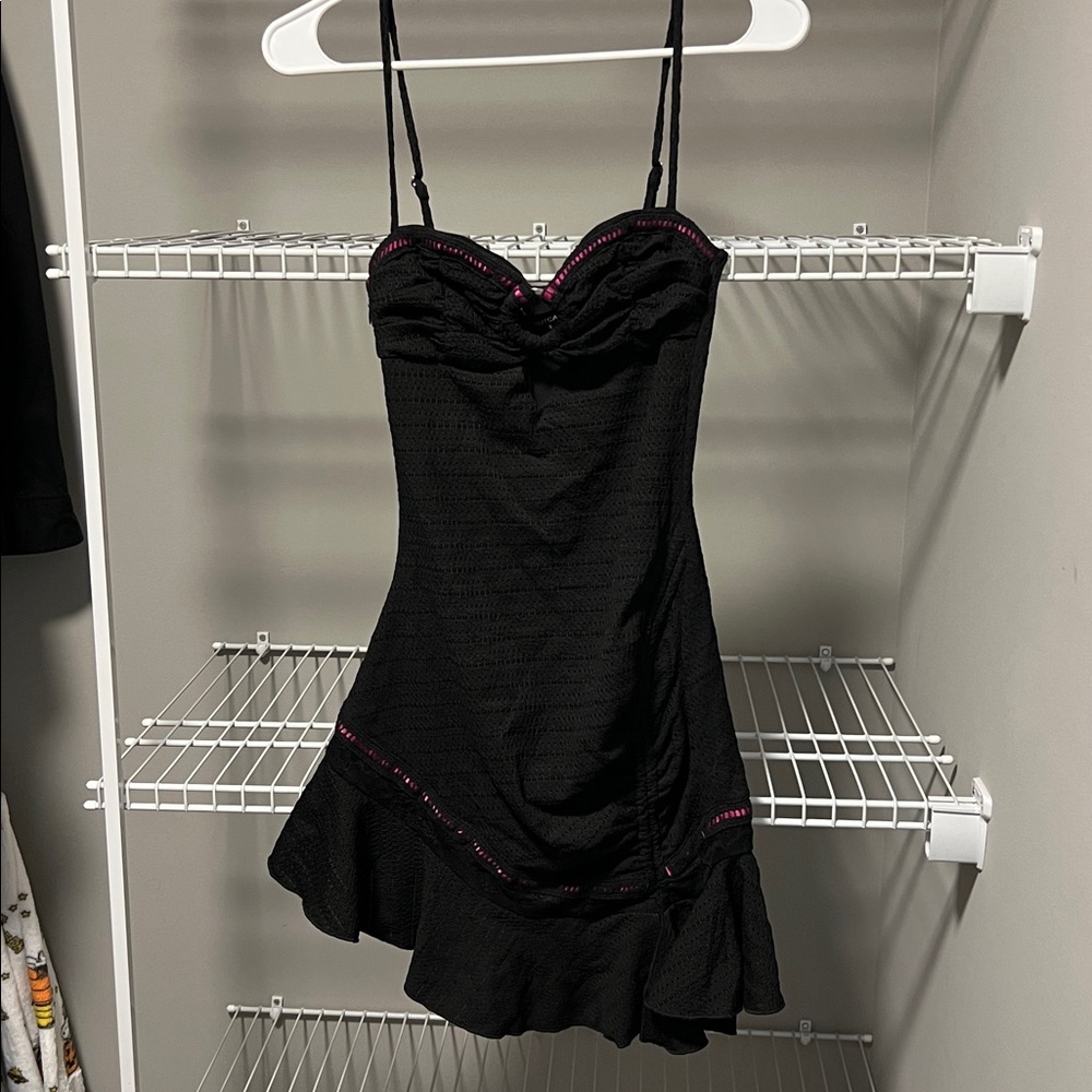 NWT * outcast Elegant Black Mini Dress with Pink Accents Size Small
